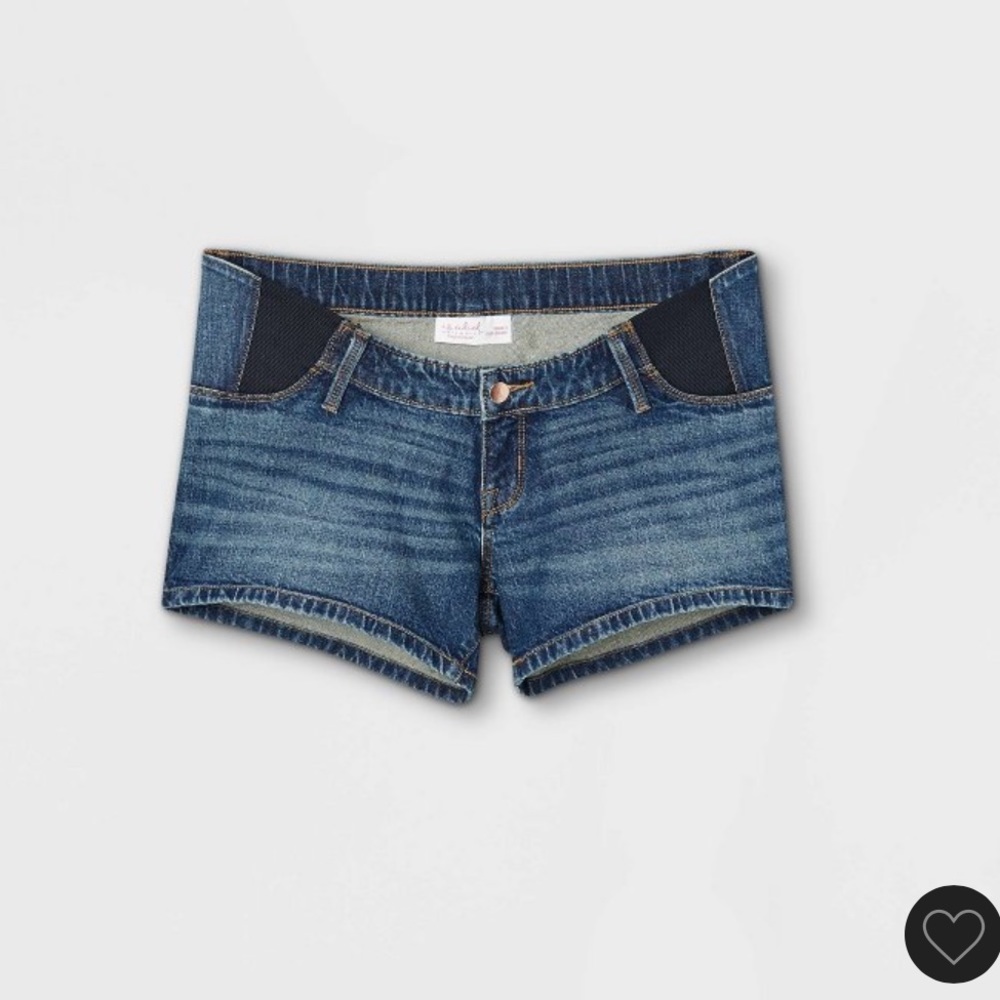 Maternity shorts, under belly.